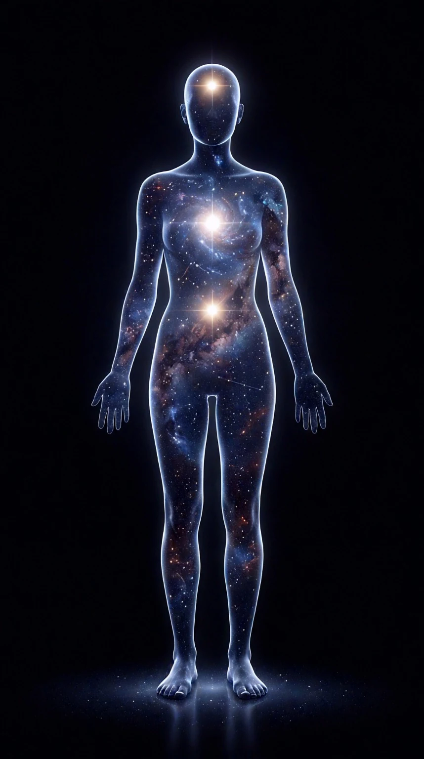 Cosmic human silhouette body support map